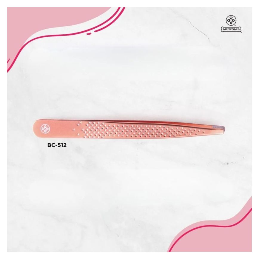 Pinça Ponta Reta Rose Gold Bc512 Design Sobrancelhas Mundial