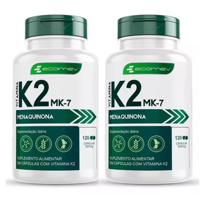 2x Vitamina K2 Mk7 Menaquinona 149mcg 120 cápsulas Ecomev