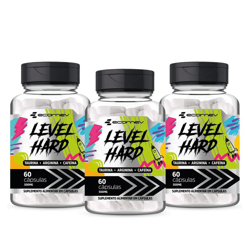 3x Cafeína Taurina Arginina 1000mg 60 Capsulas Ecomev