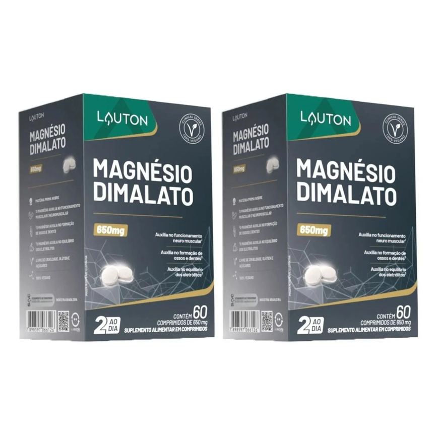 Kit 2x Magnésio Dimalato 60 comprimidos - Lauton