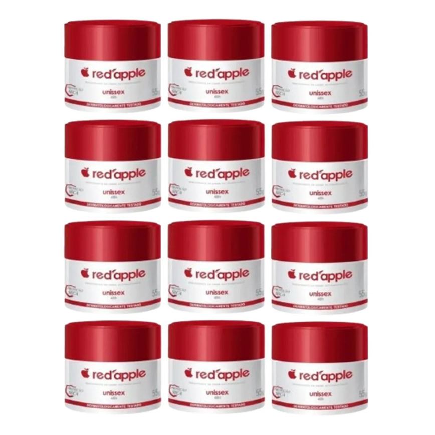 KIT 12 DESODORANTE CREME RED APPLE UNISSEX 55 GRAMAS