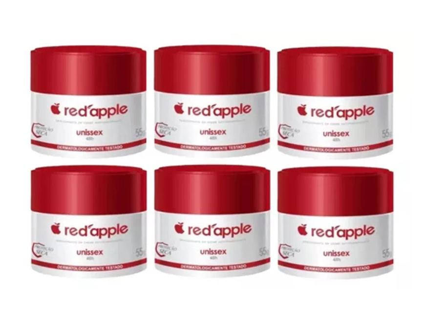 KIT 6 DESODORANTE EM CREME RED APPLE UNISSEX 55G - RED APPLE