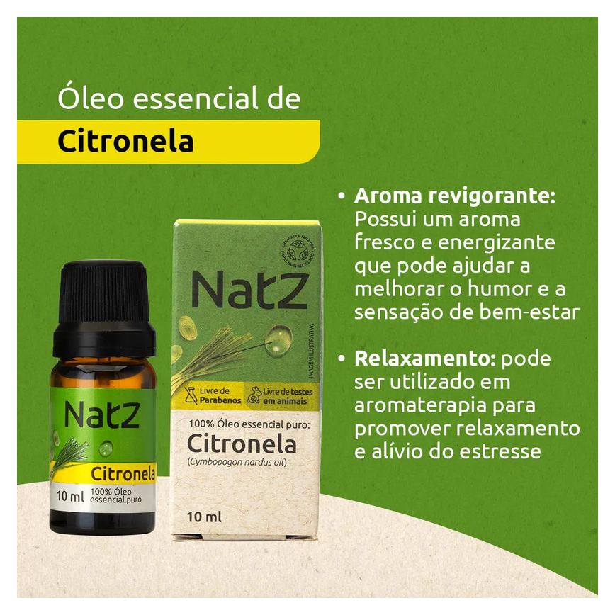 Óleo Essencial Natz Citronela 10ml