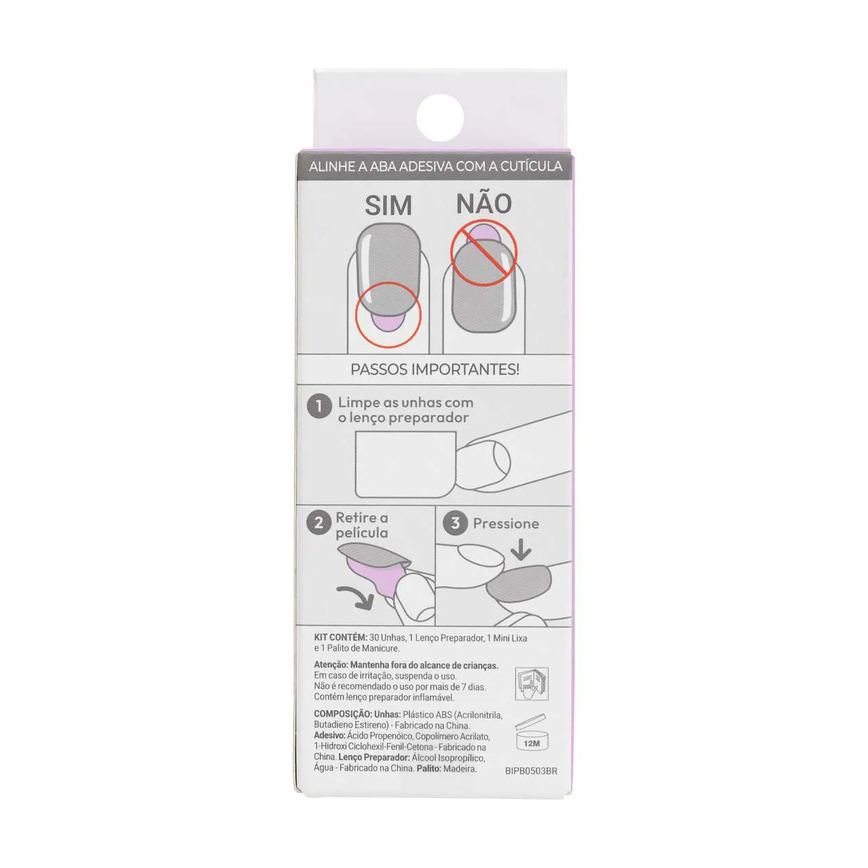 Unhas Autocolantes Kiss NY Impress Color Quadrado Curto Tweetheart 30 Unidades
