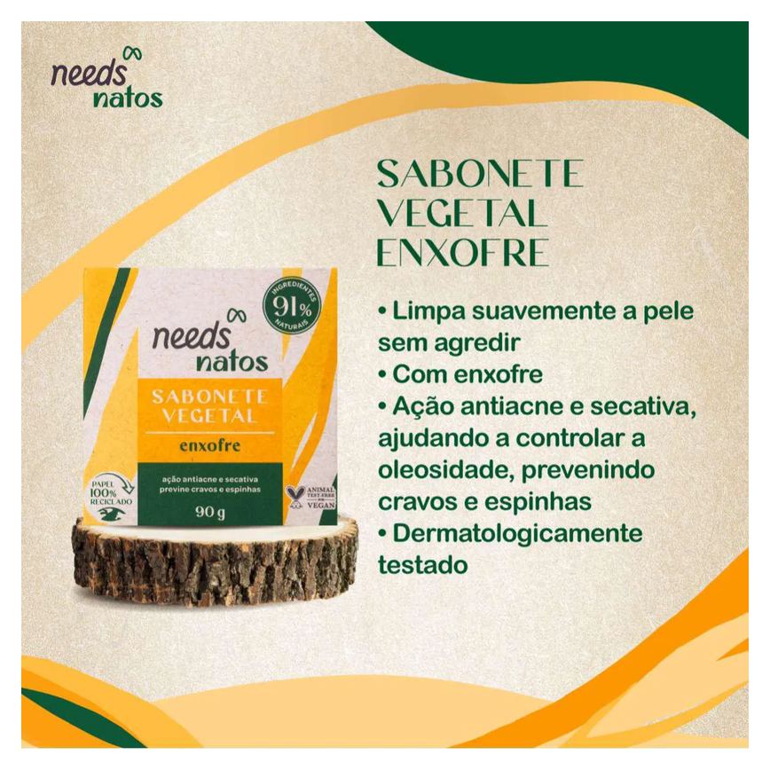 Sabonete de Enxofre em Barra Needs Natos Vegetal 90g