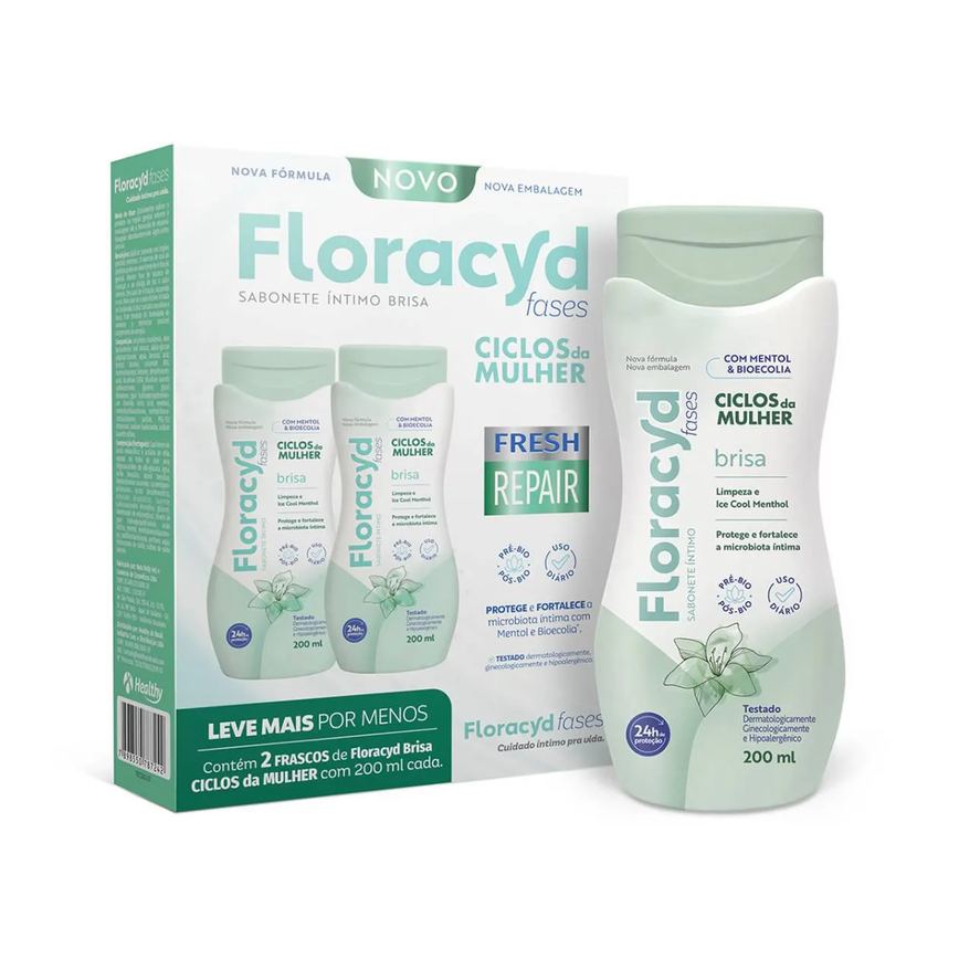 Kit Sabonete Líquido Íntimo Floracyd Brisa 2 unidades com 200ml cada