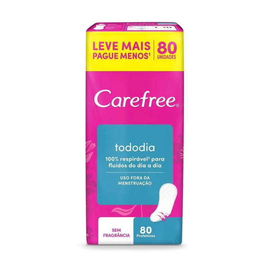 Protetor Diário Carefree Tododia Sem Perfume 80 unidades