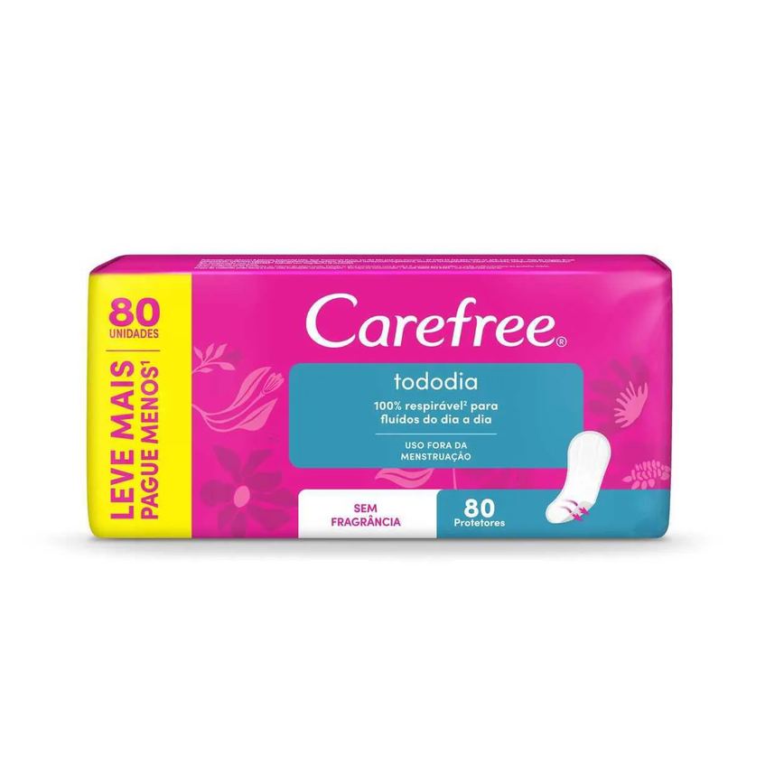 Protetor Diário Carefree Tododia Sem Perfume 80 unidades