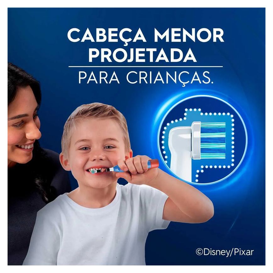 Escova de Dente Elétrica Oral-B Infantil Macia 3+ Anos Disney Pixar Carros com 1 unidade + 2 pilhas AA