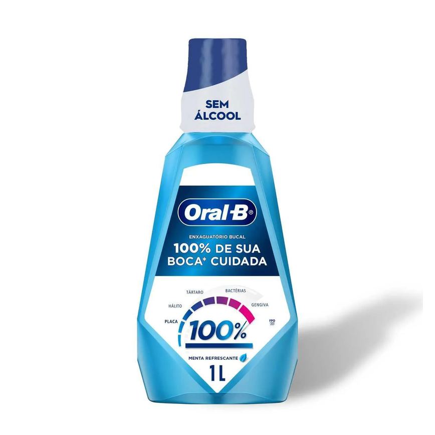 Enxaguante Bucal Sem Álcool Oral-B 100% de sua Boca Cuidada 1L