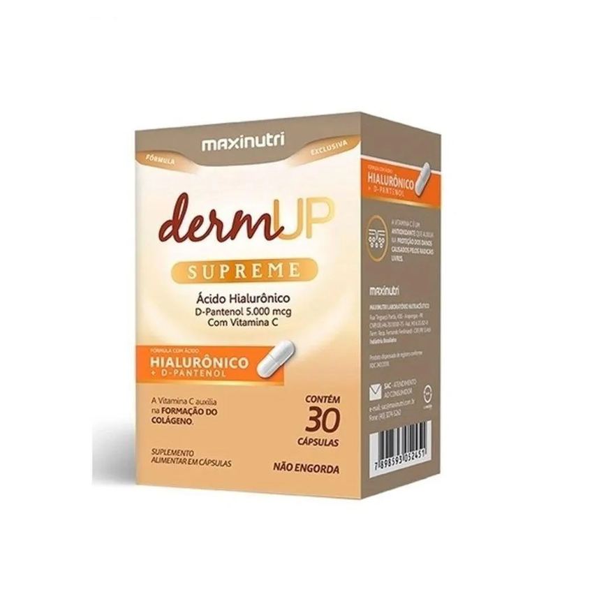 Dermup Supreme - Ácido Hialurônico - D-pantenol - Vitamina C 30 cápsulas