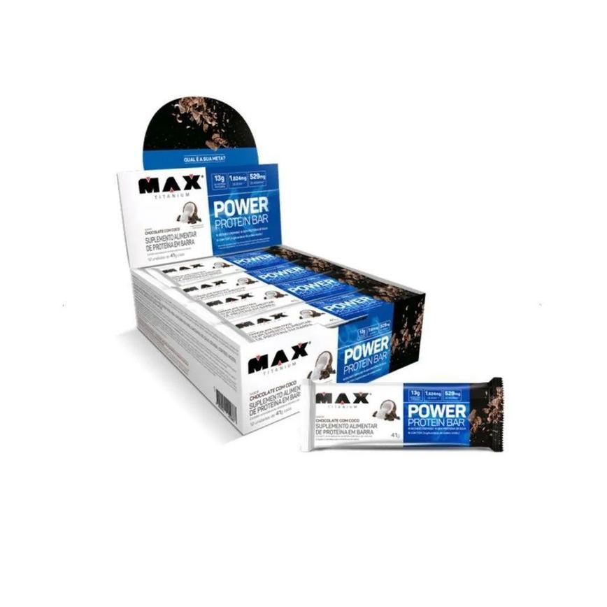 Power Protein Bar Caixa com 12 unidades 492g Sabor Chocolate C- Coco