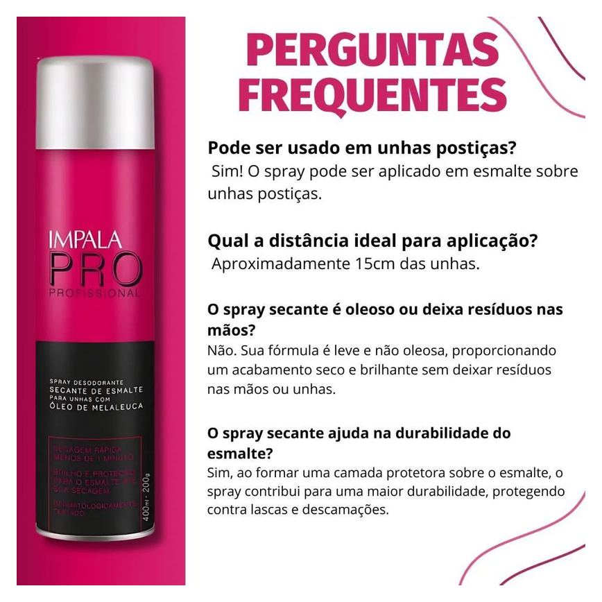 Spray Secante de Esmalte para Unhas com Óleo de Melaleuca Impala Pro 400ml