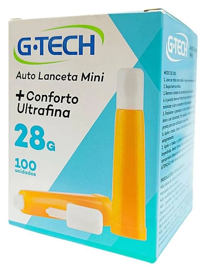 Auto Lanceta Mini G-tech +conforto Ultrafina 28g 100un
