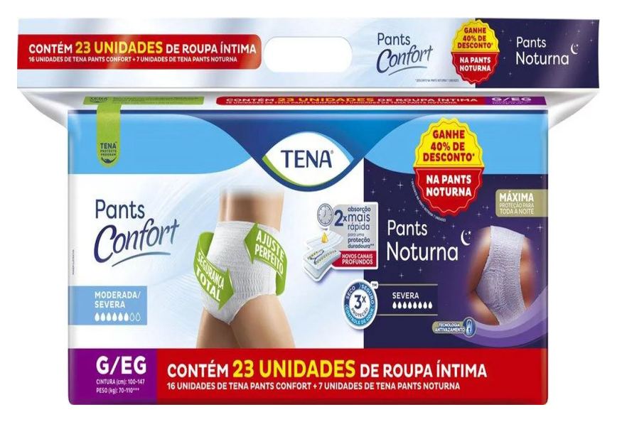 Kit Tena Roupa Íntima Confort G/eg 16un + Roupa Íntima Noturna G/eg 7un