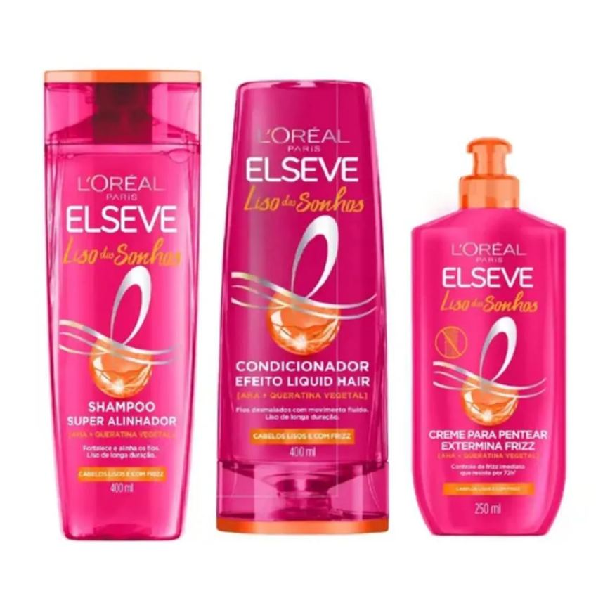 Kit Elseve Liso dos Sonhos Shamp+ Condic 400ML+Creme Pentear