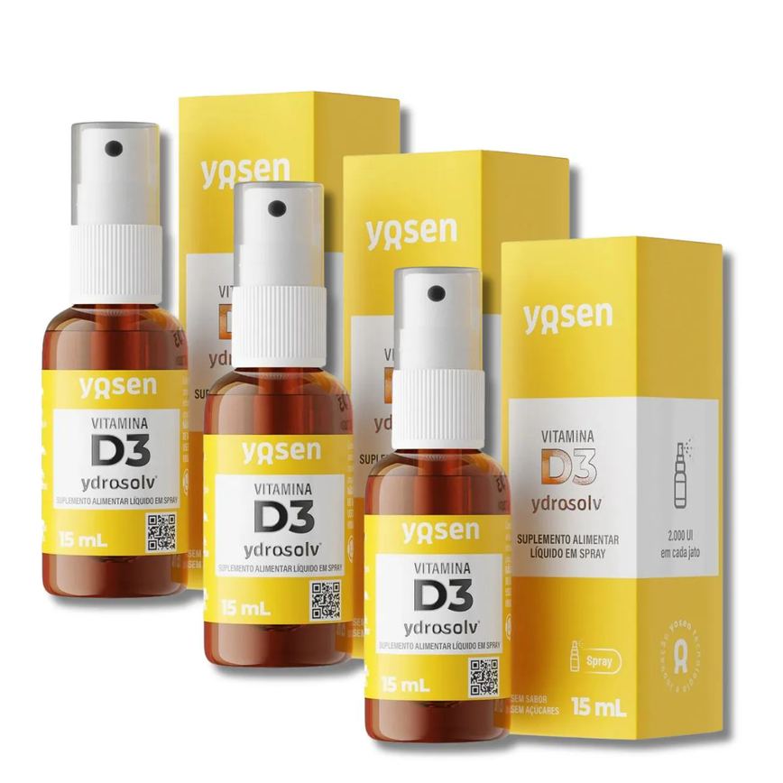 Kit 3 Vitamina D3 Ydrosolv em Spray - 15ml Yosen