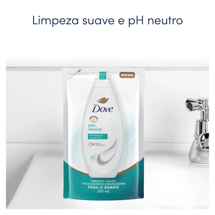 Refil Sabonete Líquido Dove Pele Sensível com Glicerina 200ml