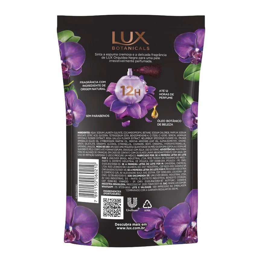 Sabonete Líquido Lux Botanicals Orquídea Negra Refil com 200ml