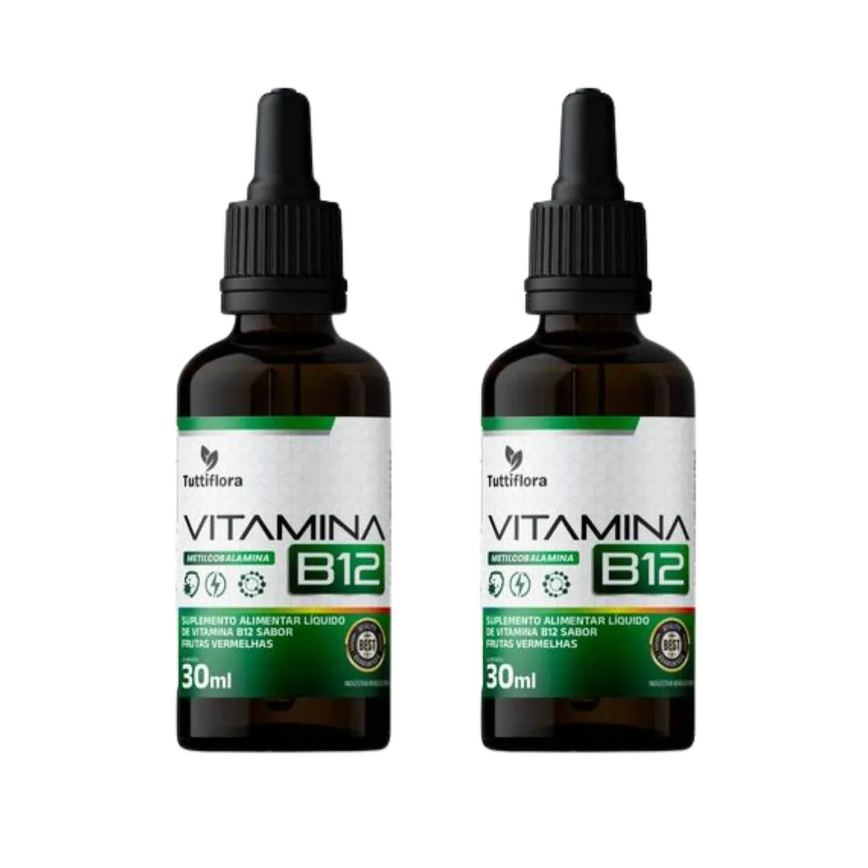 Kit 2x Vitamina B12 (metilcobalamina) Sabor Frutas Vermelhas 30ml Tuttiflora