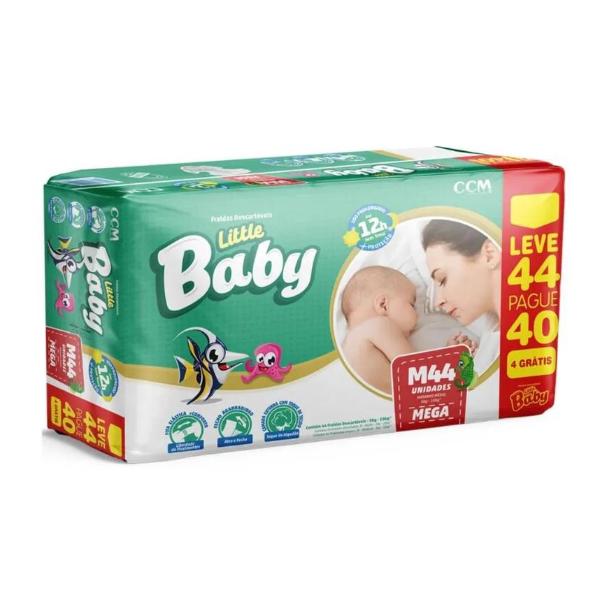 Fralda Little Baby Mega M Leve 44 Pague 40