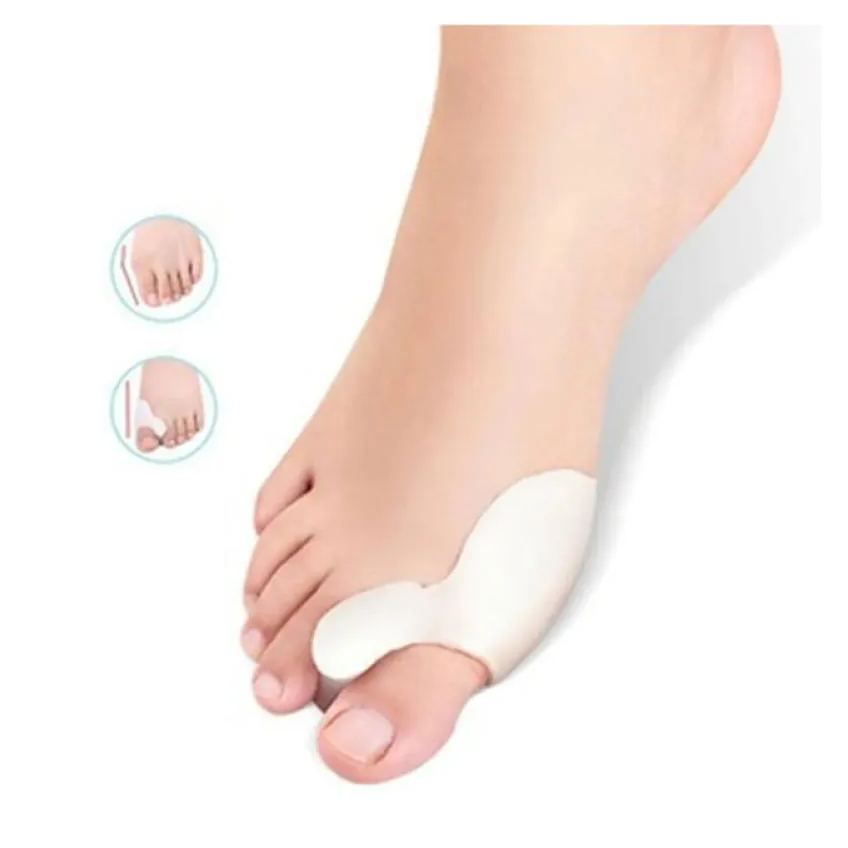 Par Protetor Ortopédico Joanete Alívio de Dor Separador Corretor de Dedos Antiderrapante Silicone Branco