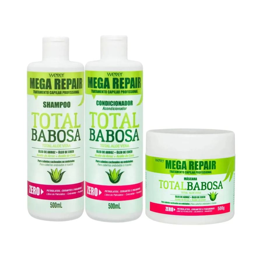 Kit Shamp Cond Masc Babosa Cabelos Cacheados 500ml - Wever