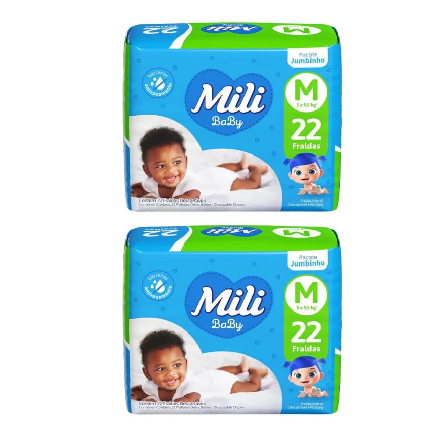 Kit C2 Fralda Infantil Jumbinho M C/22 - Mili