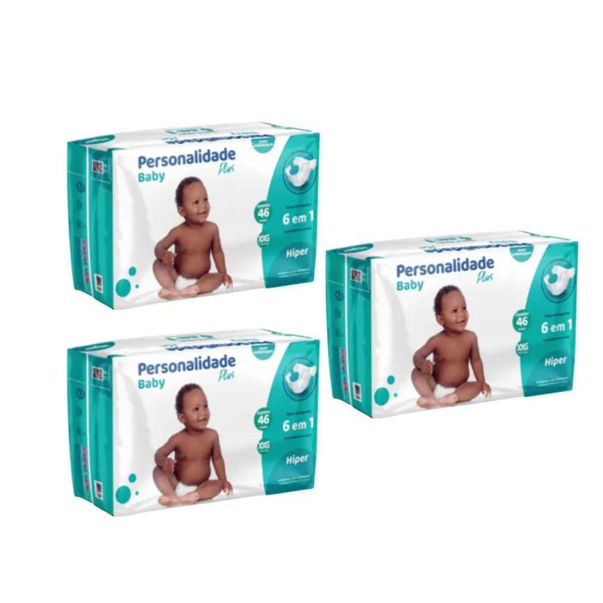 Kit C3 Fralda Infantil Baby Plus Xxg C46 - Personalidade