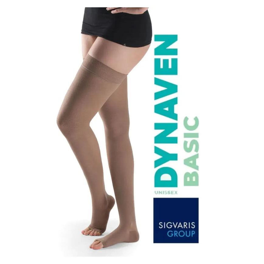 Sigvaris Dynaven Basic Meia de Compressão 20–30 Mmhg Meia Coxa Cor Bege P3