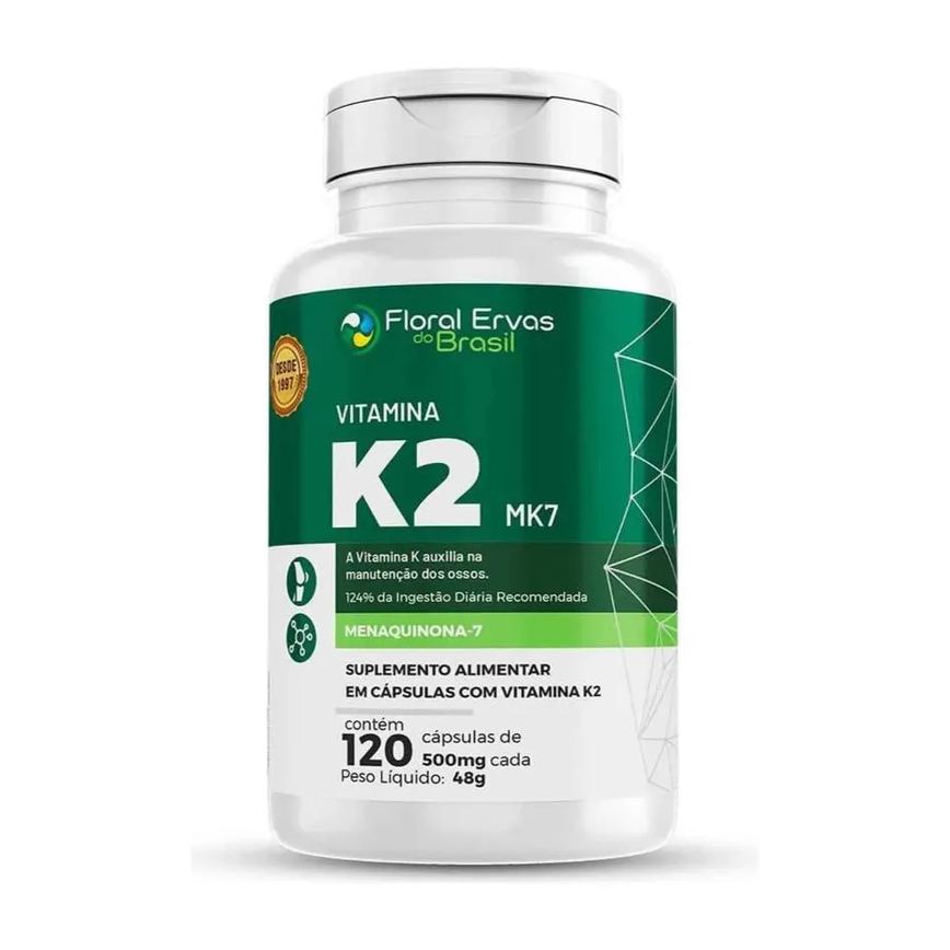VITAMINA K2 MK7 500MG 120 CáPSULAS - FLORAL ERVAS