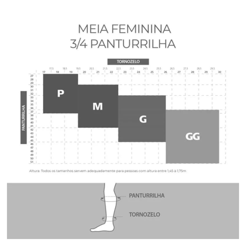 Meia ¾ Panturrilha Attiva Media Compressao 18-21 Fem Aberta Natural Tamanho P Cor Natural