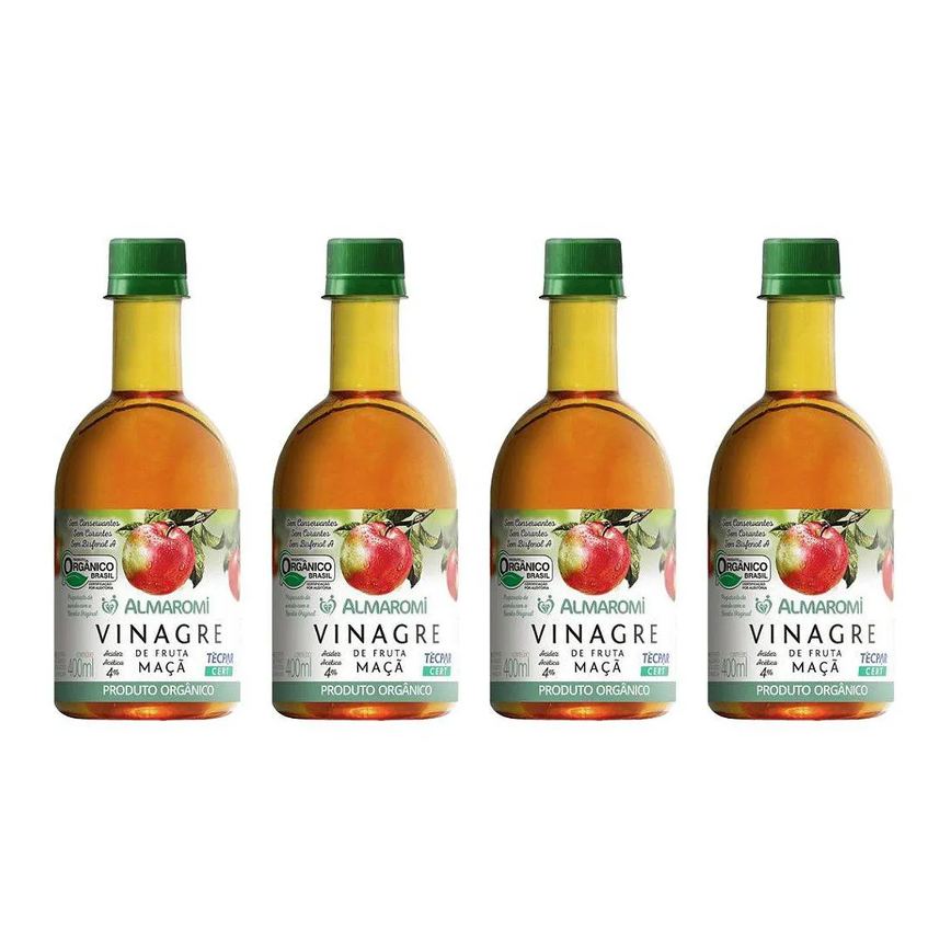 Kit 4uni Vinagre de Maçã Orgânico 400ml Pet - Almaromi