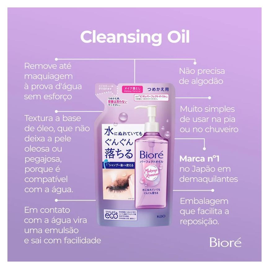 Óleo de Limpeza Demaquilante Bioré Cleansing Refil 210ml