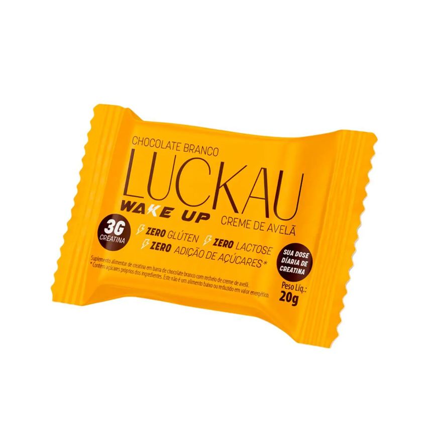 Bombom Luckau Wake Up Chocolate Branco com Creatina 3g 20g