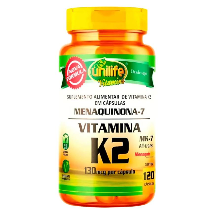 Vitamina K2 Mk7 Menaquinona 120 Cápsulas Unilife