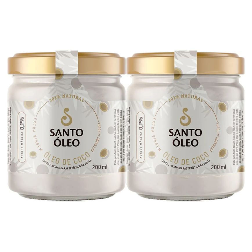 Óleo de Coco Extravirgem Polpa 2 X 200ml Santo Óleo
