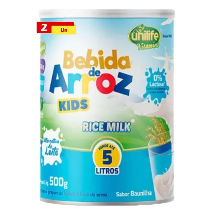 Bebida de Arroz Kids Rice Milk sem Lactose 2 X 500g Unilife