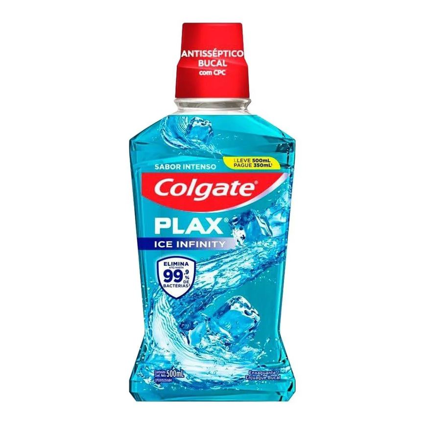 Enxaguante Bucal Colgate Plax Ice Infinity 500ml - Leve 500ml Pague 350ml