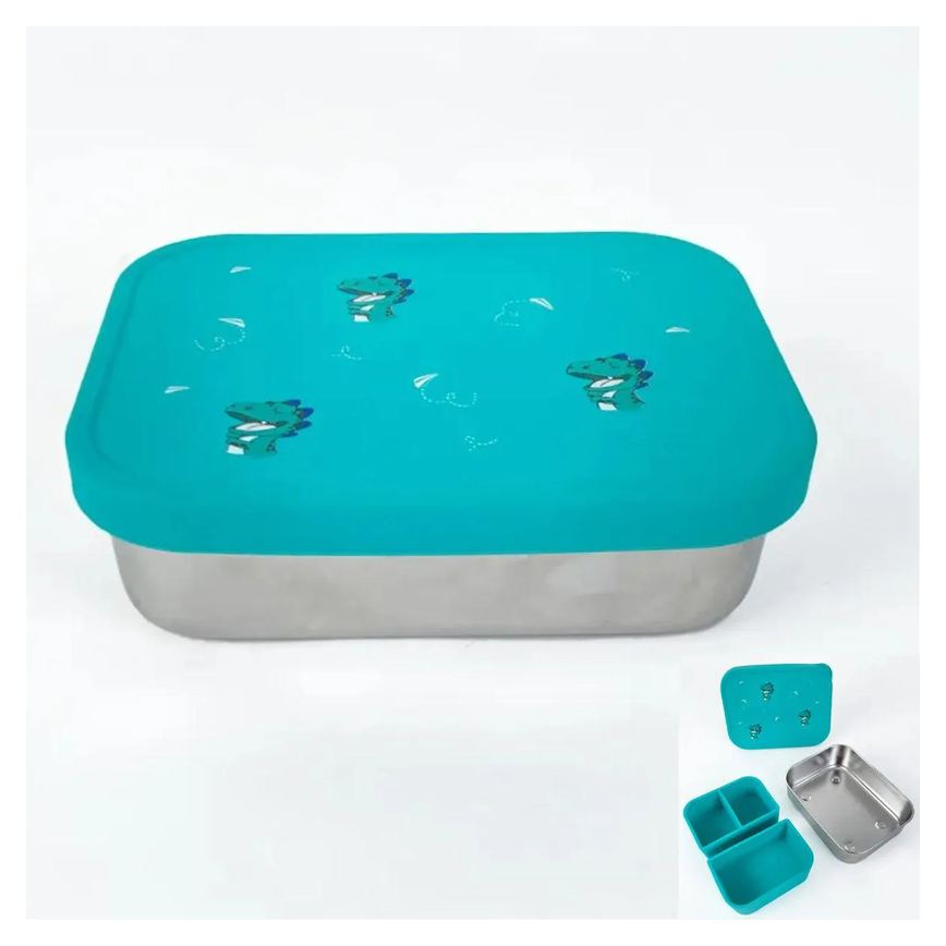 Bento Box Aço Inox com Divis. e Tampa Silicone Leo Petit Pia