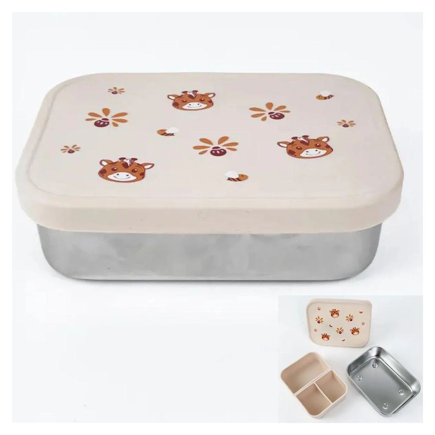 Bento Box Aço Inox com Divis. e Tampa Silicone Sol Petit Pia