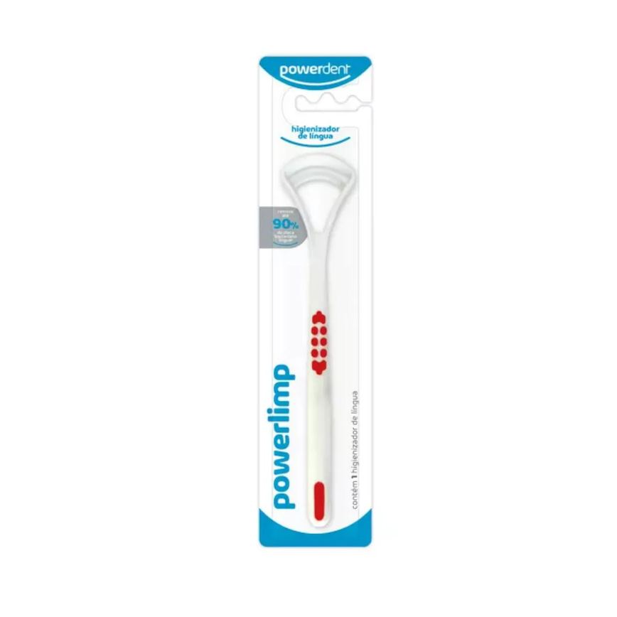 Limpador Raspador de Lingua Powerlimp Higiene Bucal Cores Azul