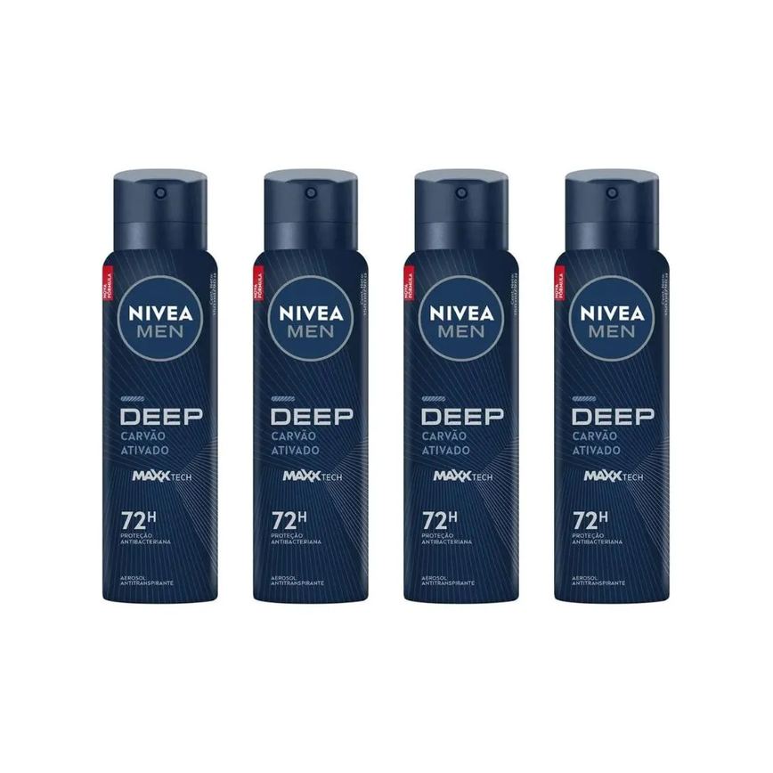 Desodorante Aero Nivea 150ml Masc Deep Carvao Ativado - Kit4un
