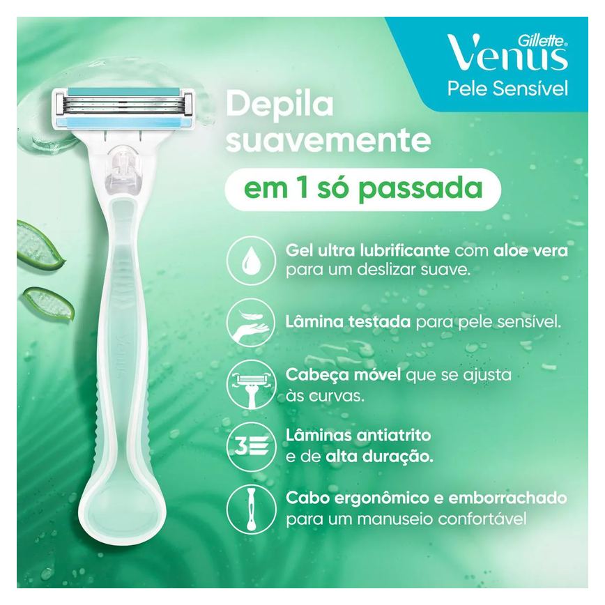 Aparelho de Depilar Gillette Venus Pele Sensível 1 Unidade