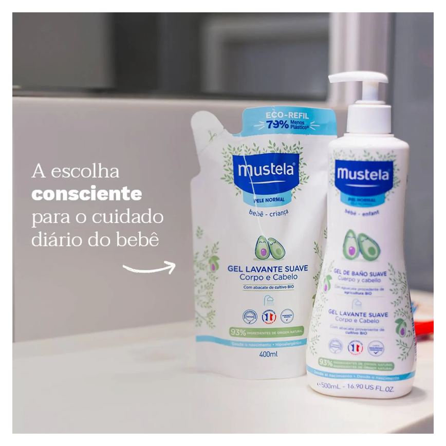 Refil Gel Lavante Suave Mustela Pele Normal 400ml