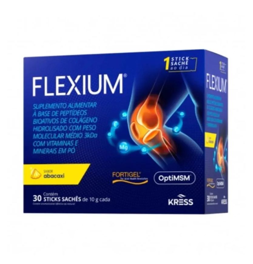 Flexium Suplemento Alimentar Colágeno Kress Abacaxi 30Sachês