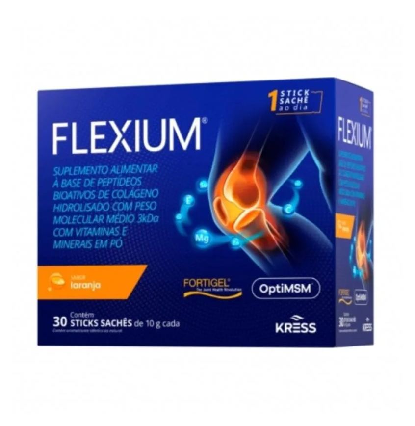 Flexium Suplemento Alimentar Colágeno Kress Laranja 30Sachês