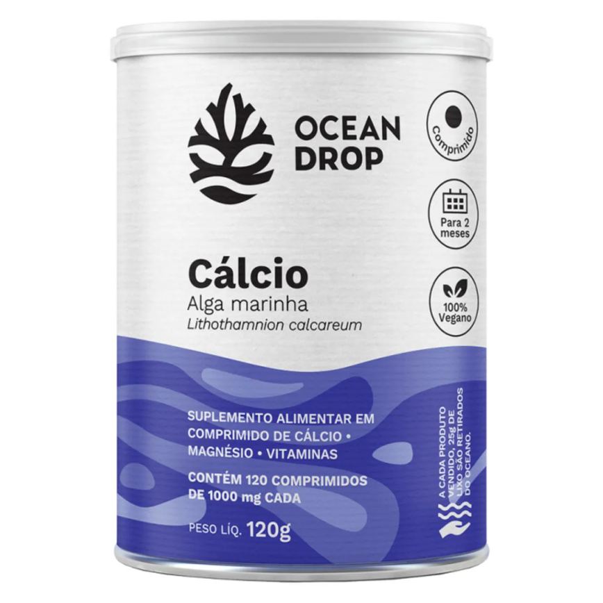 Calcio Pote 120 comprimidos de 1000mg Cálcio de Alga Ocean Drop