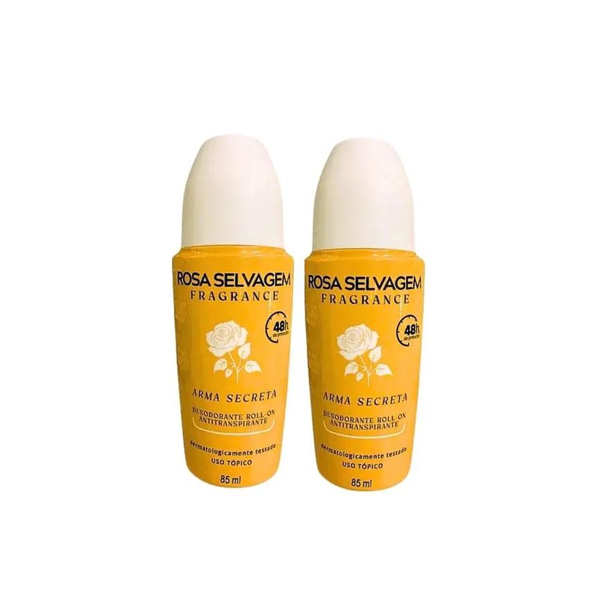 Kit 2 Desodorante Roll On Arma Secreta 85ml Rosa Selvagem