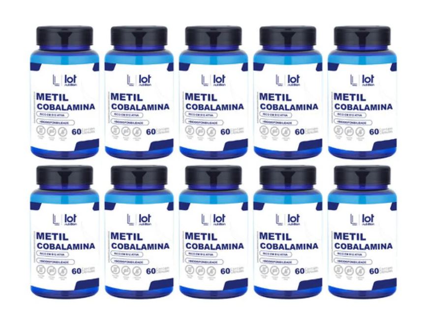 Kit 10un Metilcobalamina 60 cápsulas B12 Prem sem Sabor